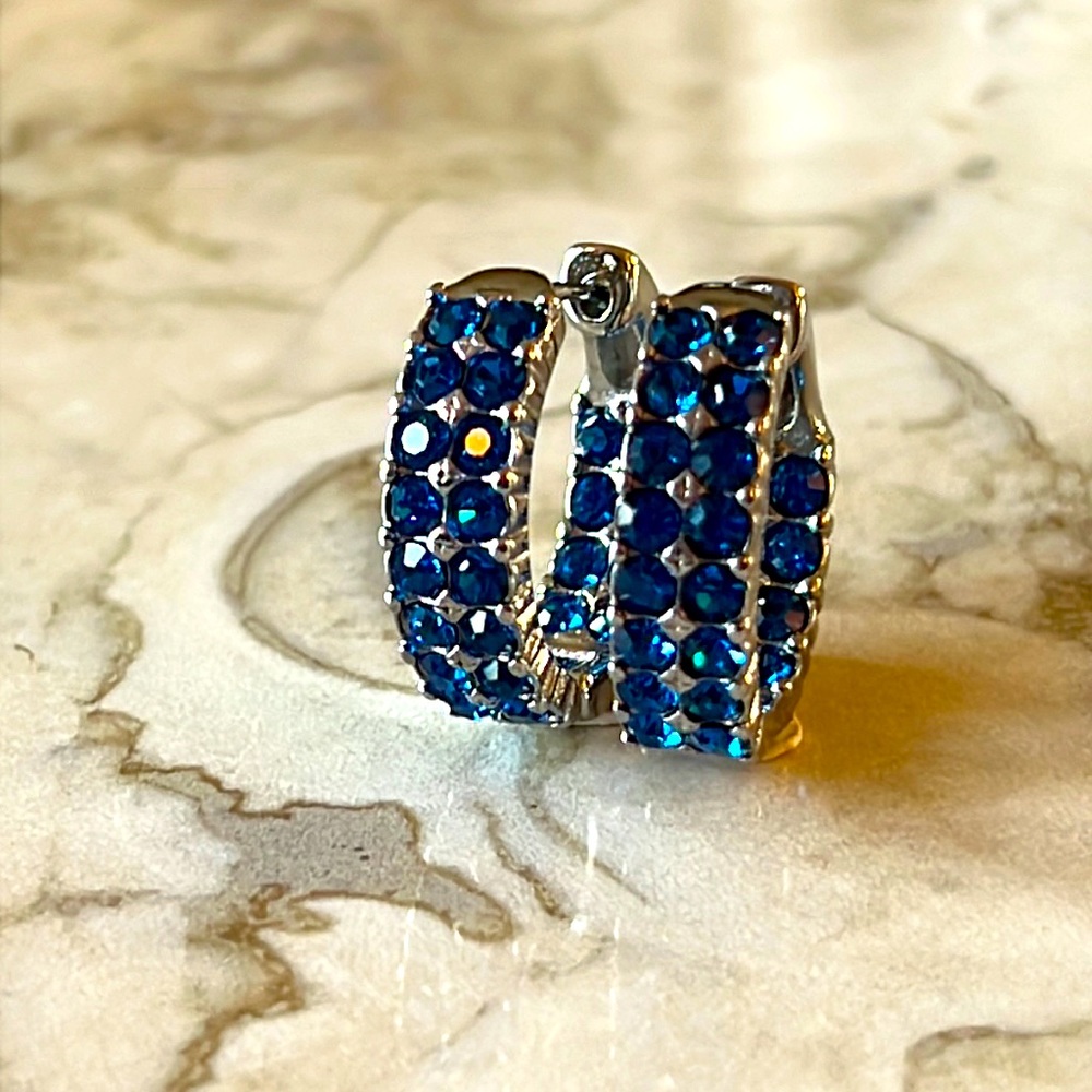 Blue Crystal Hoops